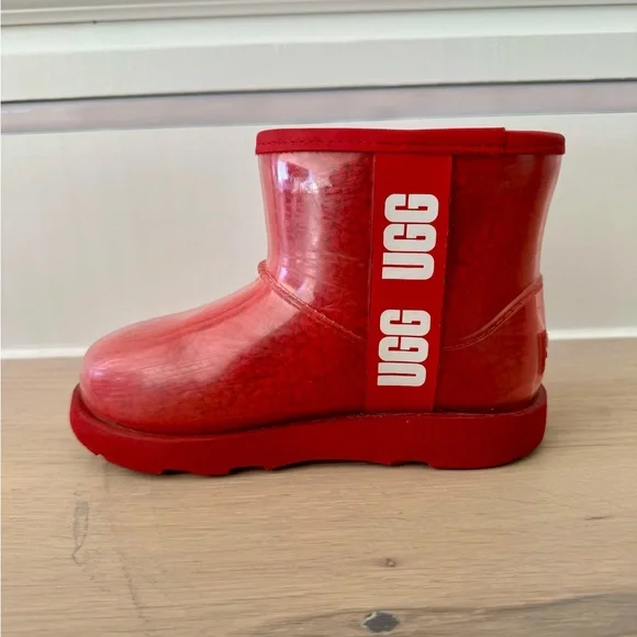 UGG Classic Boys/Girls Mini Clear Shearling Waterproof Winter Red Boots Sz 12US - Picture 4 of 9
